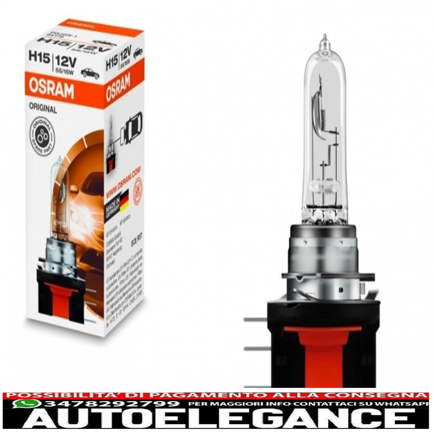 osram 64176 h15 12v 15/55w halogen headlamp cardboard box (1 unit)