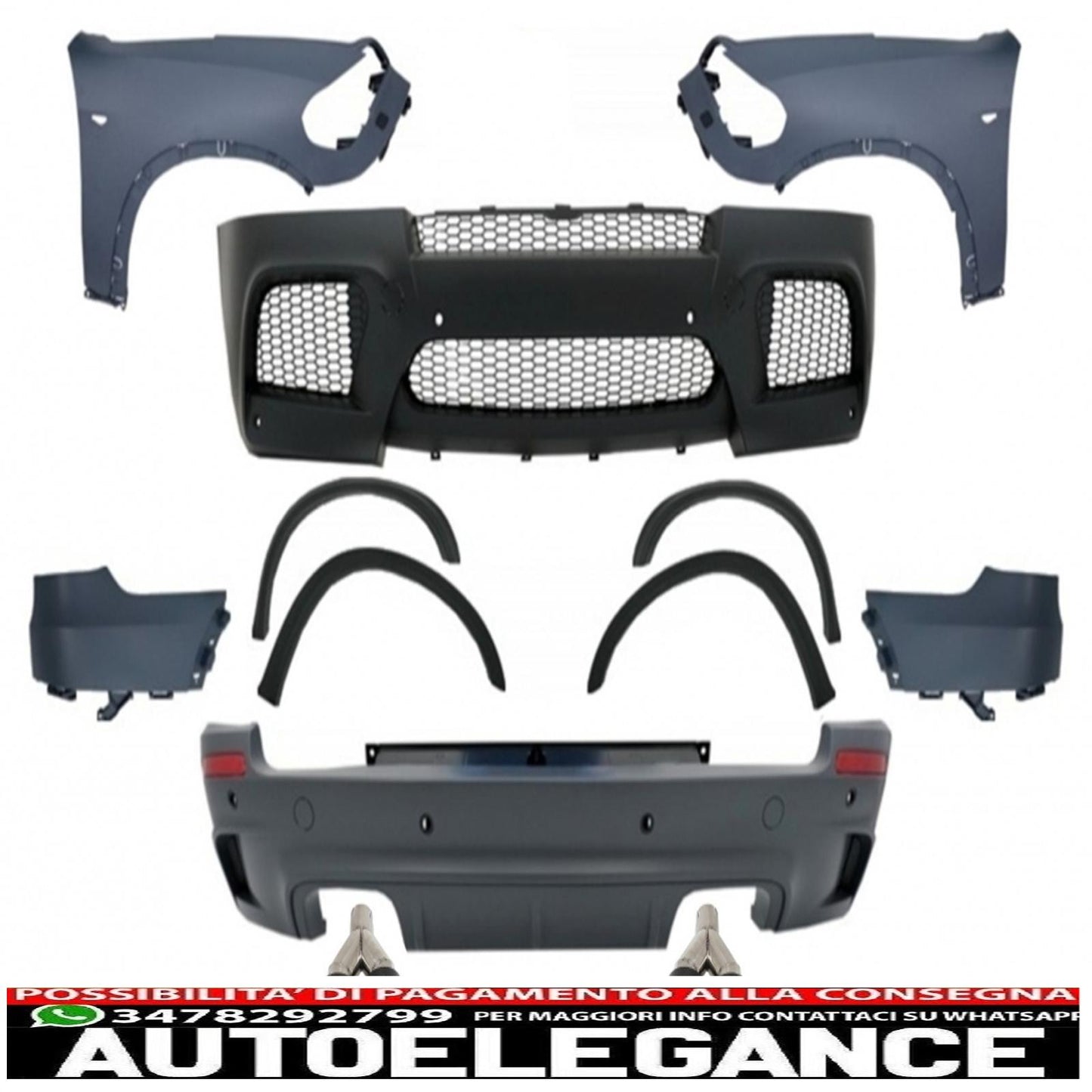 Full body kit with front fenders with dual exhaust tips in matt carbon fiber suitable for bmw x5 e70 (2007-2013) x5mm m design