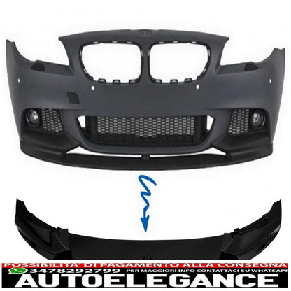 Front Bumper Spoiler Lip Fit For BMW 5 Series F10 F11 Sedan Touring (2011-2017) M-Performance Piano Black 
