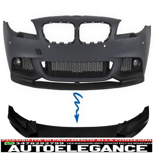 Labbro spoiler paraurti anteriore adatto per bmw serie 5 f10 f11 berlina touring (2011-2017) m-performance pianoforte nero