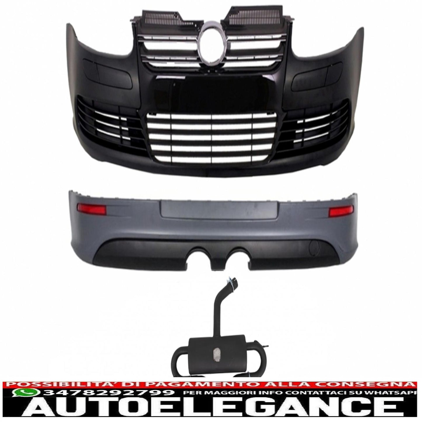 kit carrozzeria adatto per vw golf 5 (2005-2007) sistema di scarico design r32 paraurti anteriore nero pianoforte