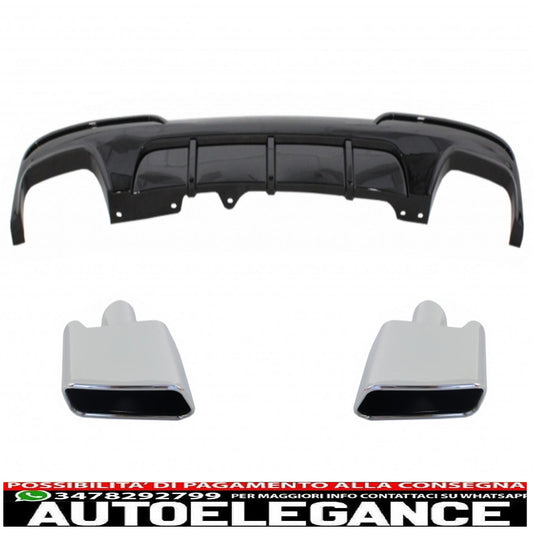 diffusore d'aria a doppia uscita adatto per bmw serie 5 f10 f11 (2011-2017) con terminali di scarico m-performance design nero pianoforte