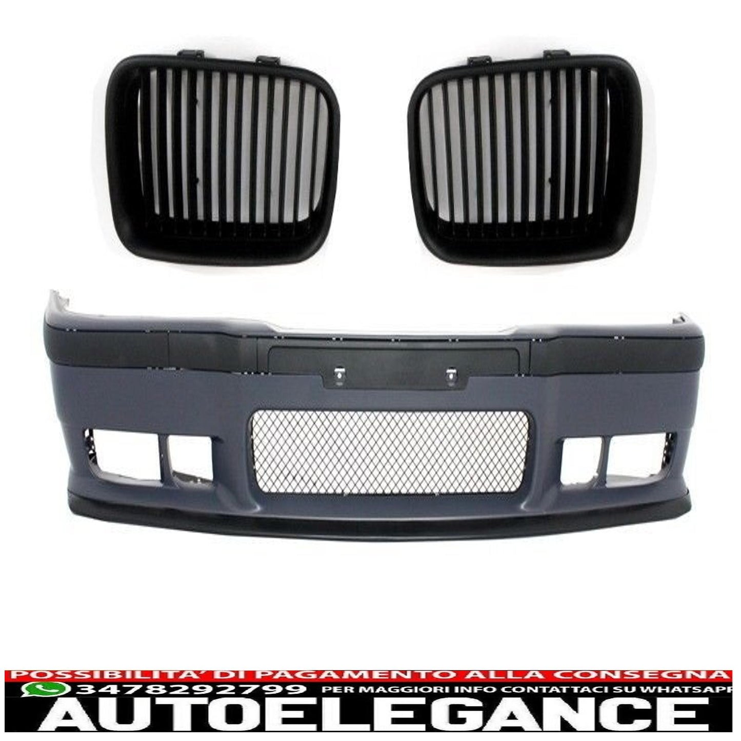 paraurti anteriore adatto per bmw 3er e36 m3 look con griglie a rene centrale