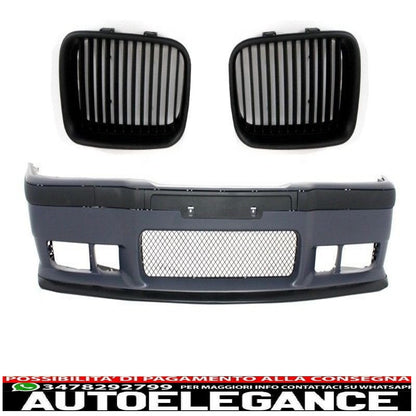 paraurti anteriore adatto per bmw 3er e36 m3 look con griglie a rene centrale