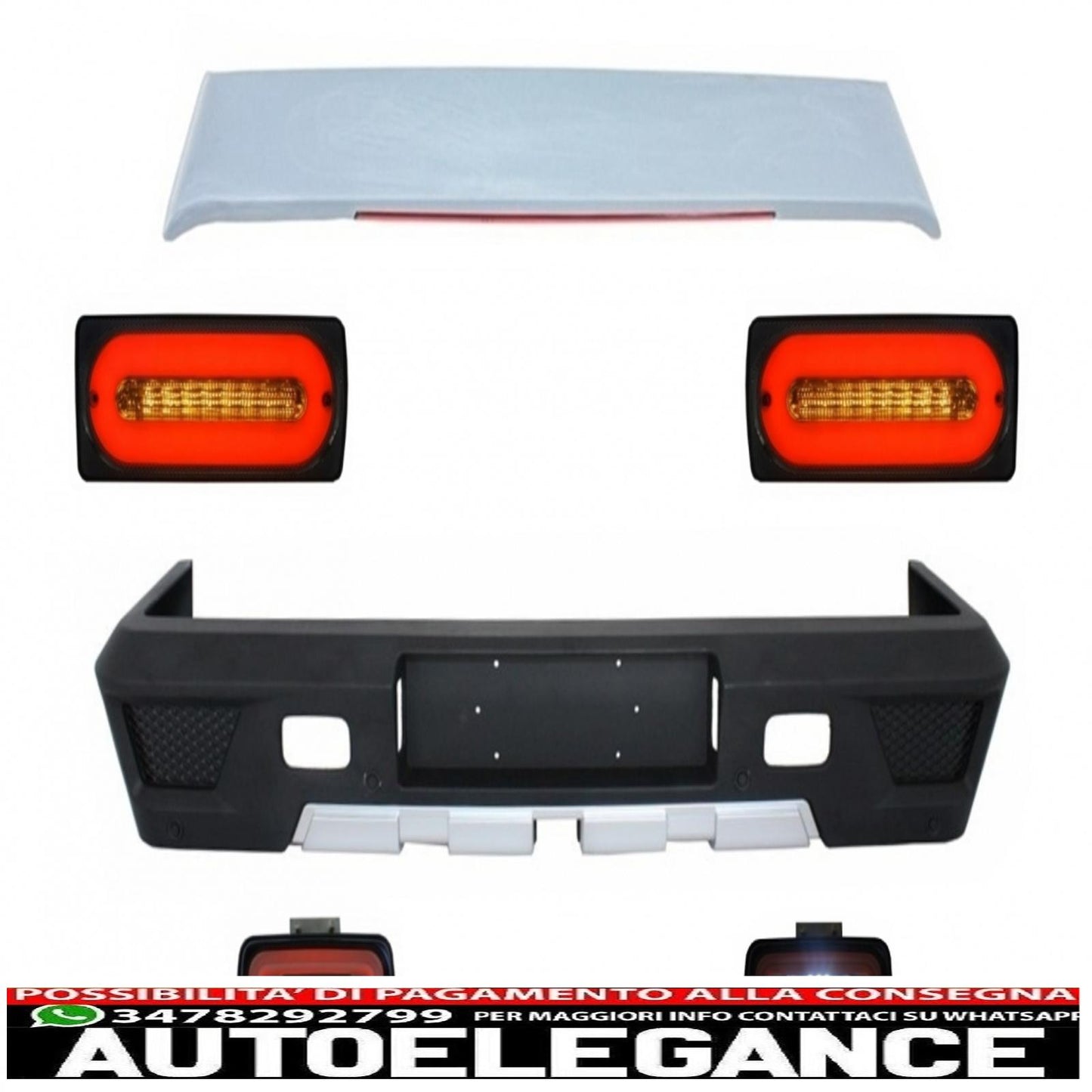 Spoiler sul tetto del paraurti posteriore adatto per mercedes benz classe g w463 (1989-2015) fanali posteriori a led barra luminosa e fendinebbia fumo