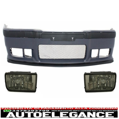 paraurti anteriore adatto per bmw 3er e36 (1992-1998) design m3 con fendinebbia fumé