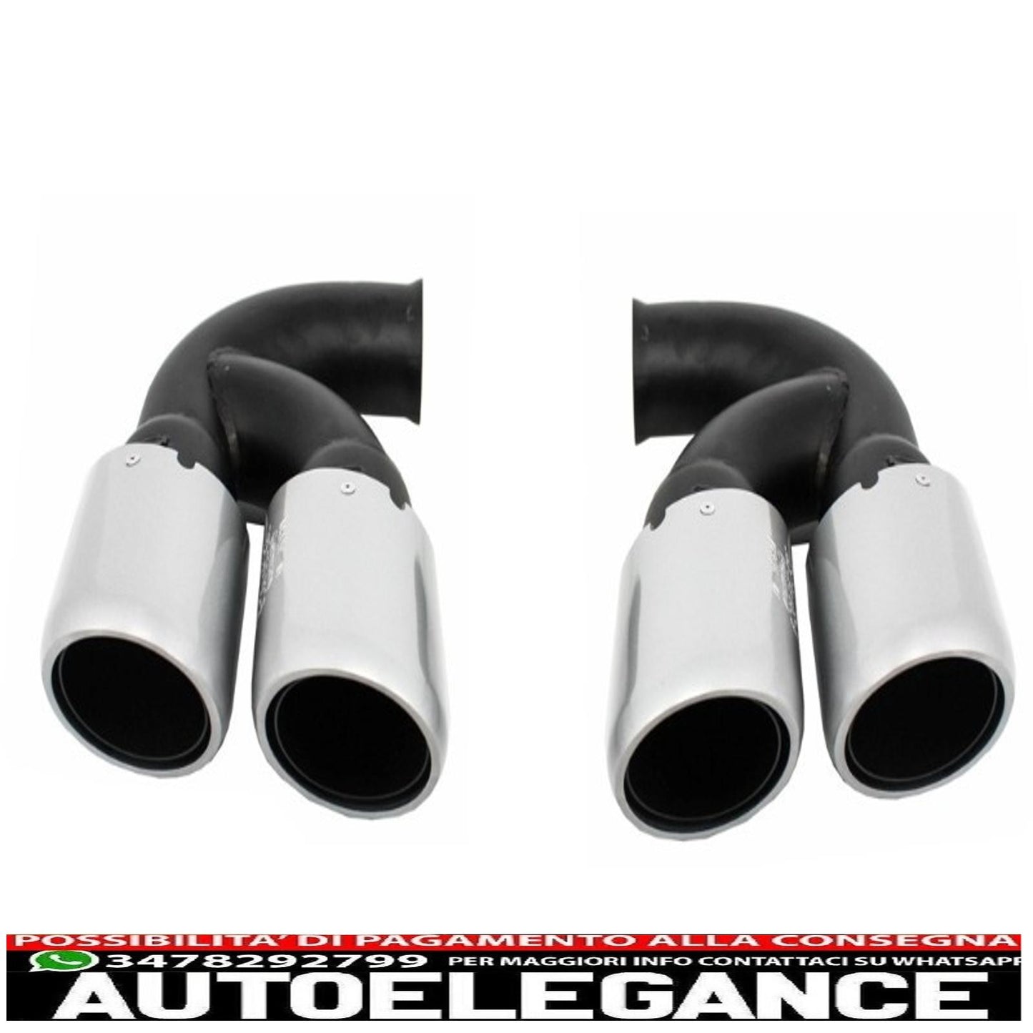 Exhaust tips suitable for porsche cayenne 92a v6 v8 petrol (05.2010-09.2014) gts design silver 