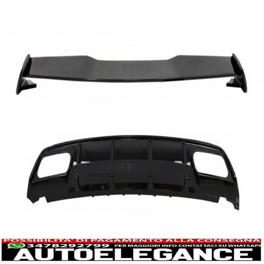 Diffusore posteriore con mantovana adatto per Mercedes W176 Classe A (2012-2018) con spoiler sul coperchio del bagagliaio A45 Design Facelift Black Edition