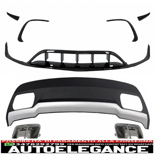 pacchetto diffusore posteriore e terminali di scarico con splitter anteriori e alette aerodinamiche adatto per mercedes classe A w176 (2015-2018) pacchetto sport
