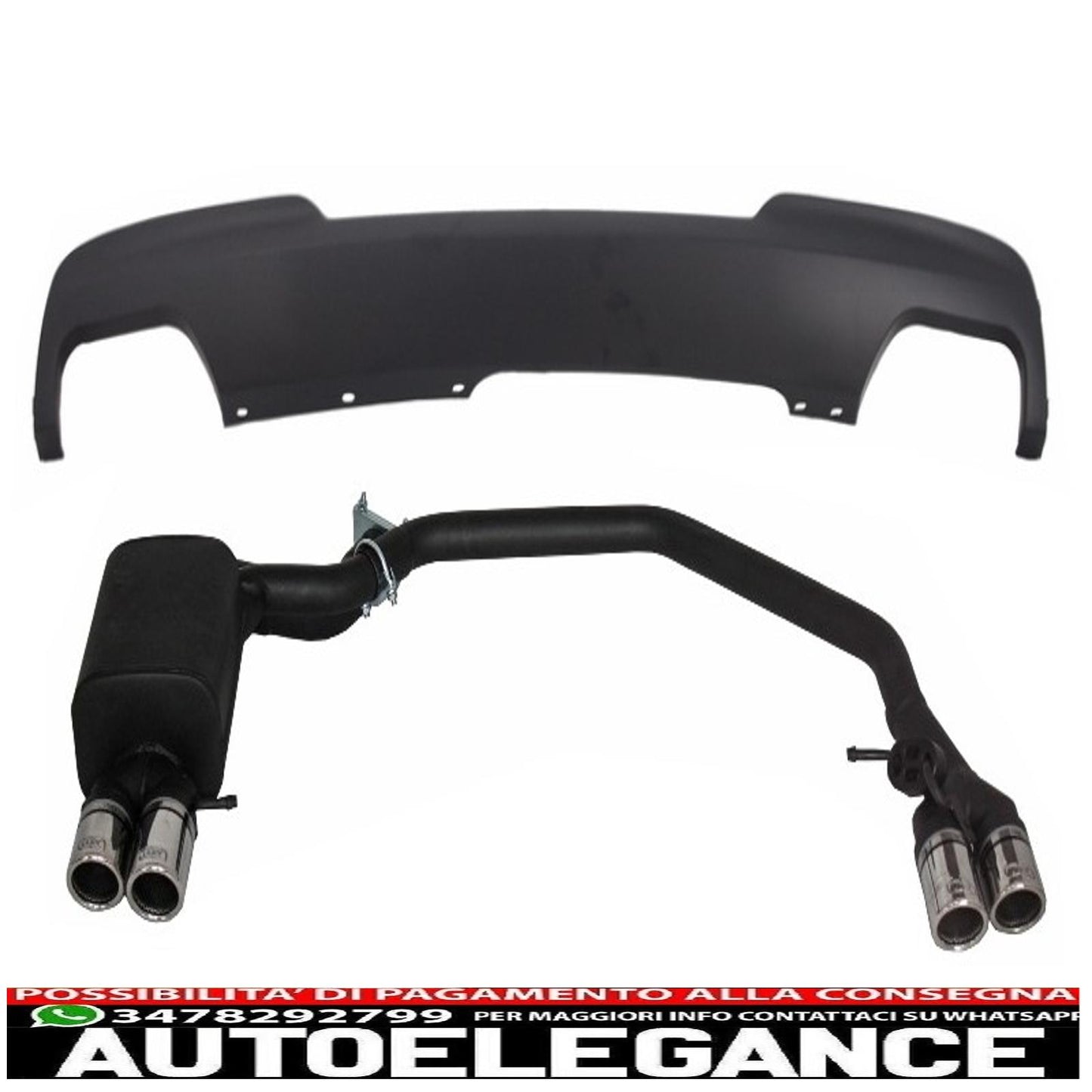 air diffuser with exhaust system suitable for bmw 5 series f10 (2011-2014) 102-433/70rs dual exhaust pipes m-technik design