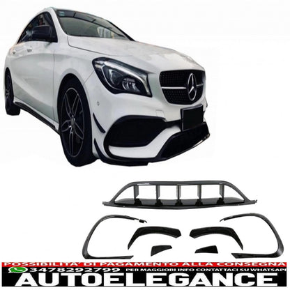 Front bumper splitter fins aerodynamic conversion kit suitable for mercedes cla w117 facelift (2016-2018) cla45 design canard piano black