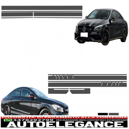 set of side and top hood roof tailgate dark grey stickers suitable for mercedes cla w117 c117 x117 (2013-2016) w176 (2012-2018) 45 design edition 1