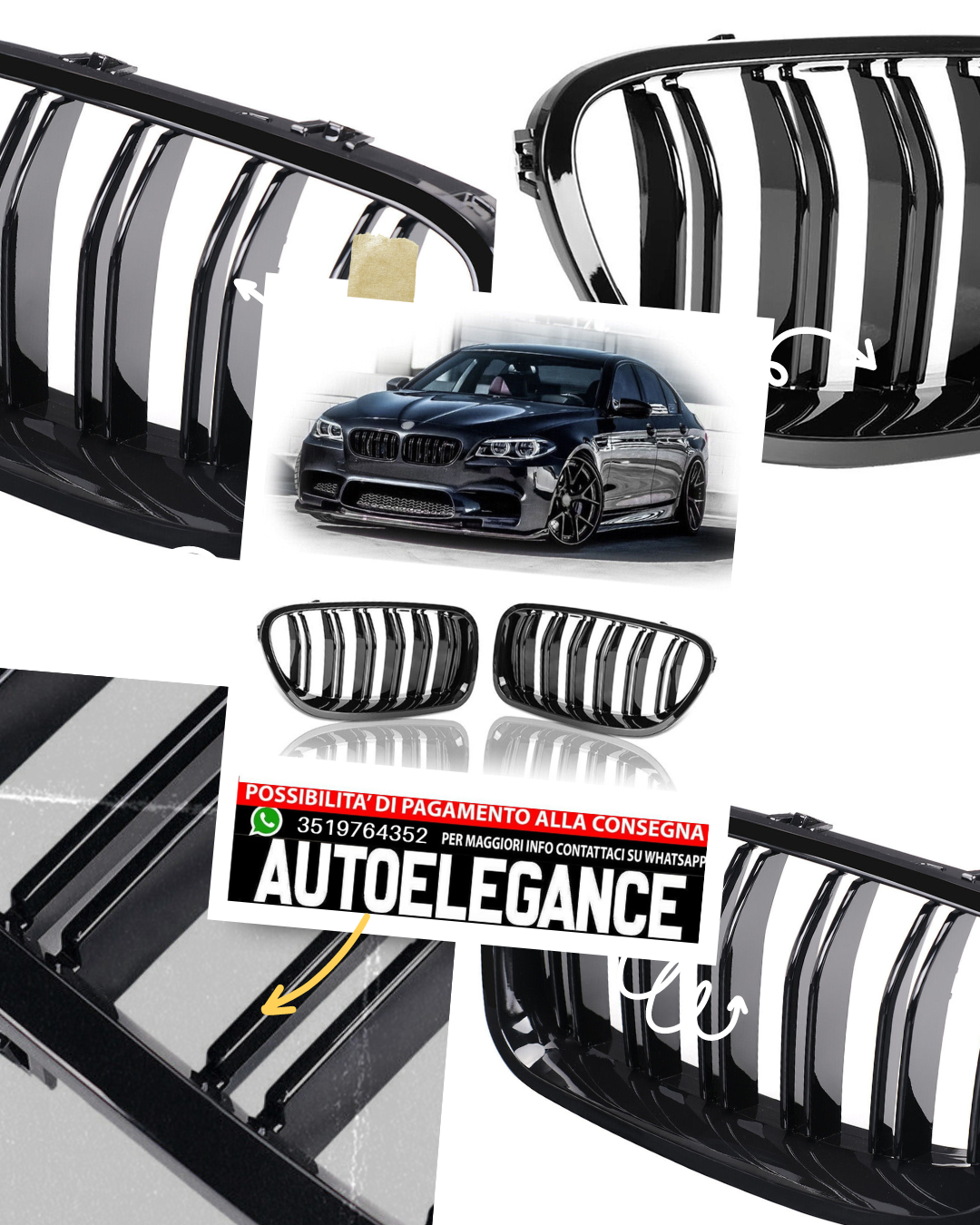 GRILLE Kidney double gangway suitable for BMW 5 Series F10 F11 sedan Touring