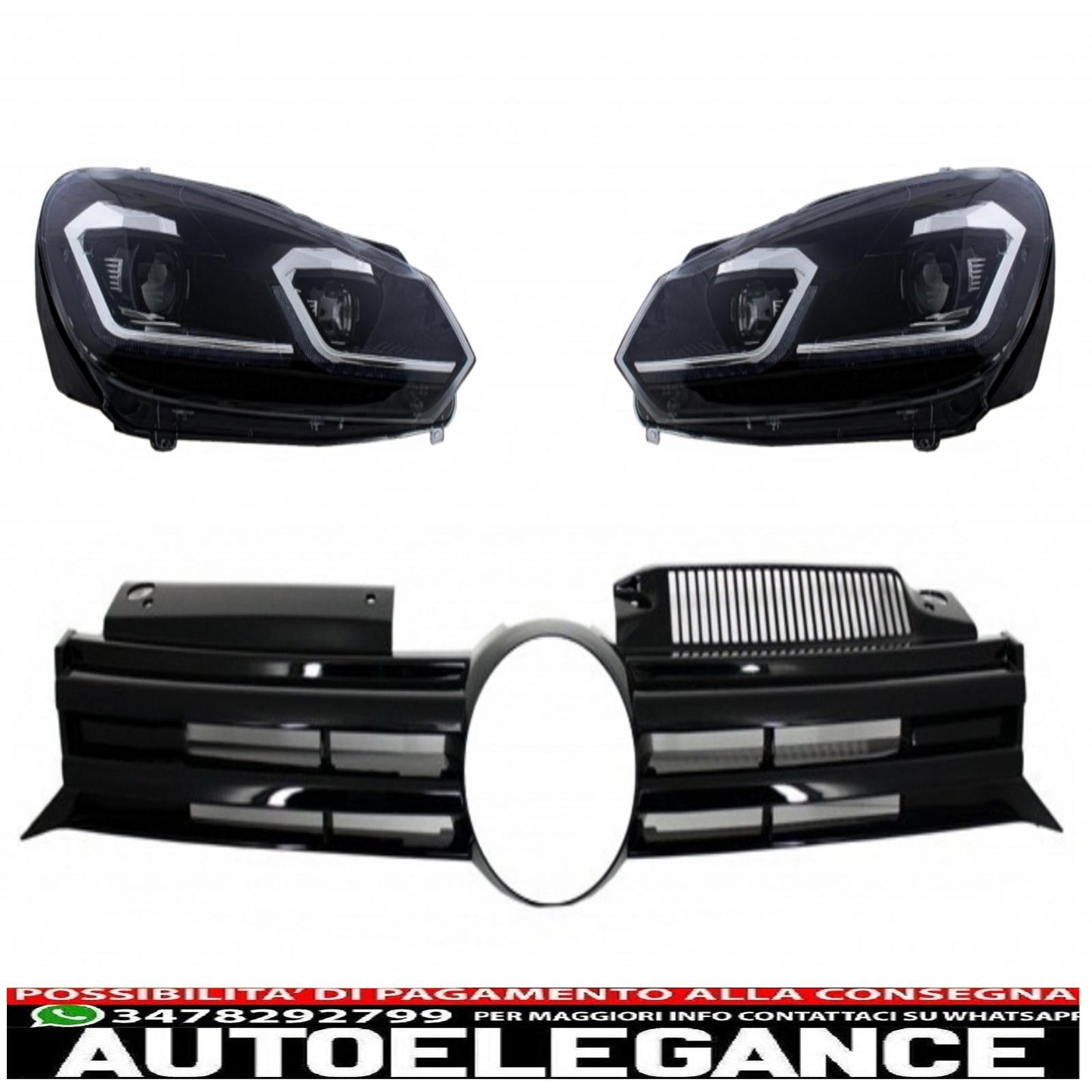 griglia anteriore griglia centrale adatta per vw golf vi (2008-2013) con fari a led luci di svolta sequenziali dinamiche e dinamiche design r20