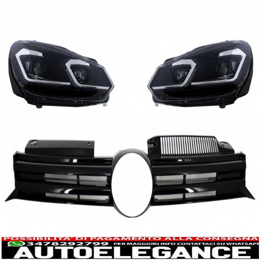 front grille center grille suitable for vw golf vi (2008-2013) with led headlights dynamic sequential cornering lights and dynamic design r20 