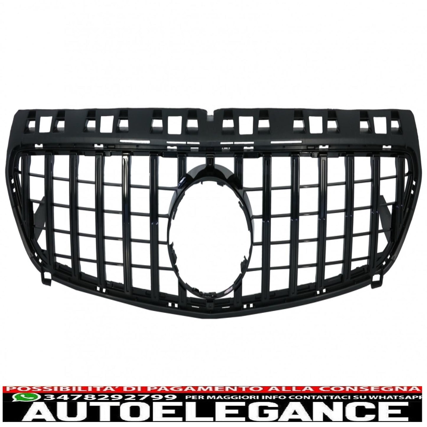 central grille suitable for mercedes a-class w176 (2012-08.2015) a45 gt-r design panamericana all black