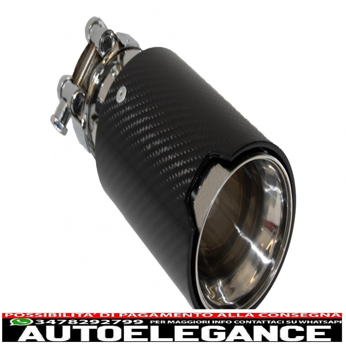 Universal Exhaust Tip Carbon Fiber Glossy Finish Inlet 6.3cm/2.48inch 