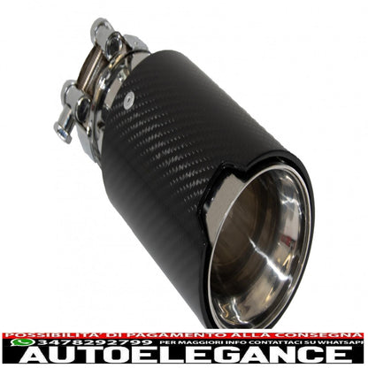 Universal Exhaust Tip Carbon Fiber Glossy Finish Inlet 6.3cm/2.48inch 