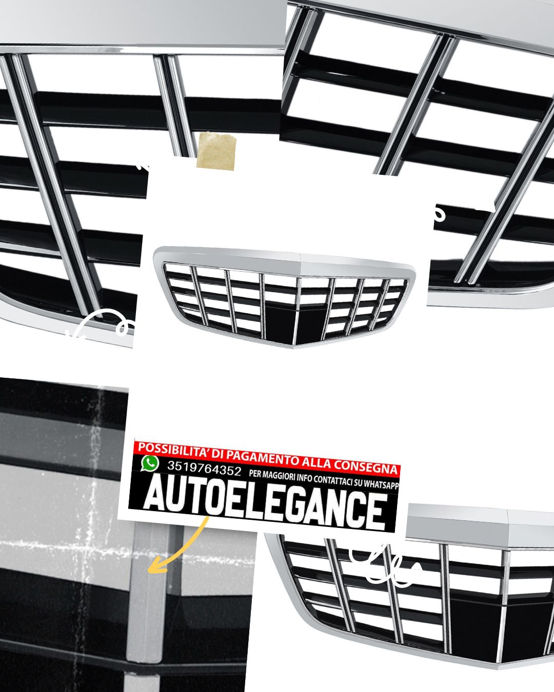 Griglia GT Panamericana adatta per Mercedes Classe S W221 09-13 silver nero