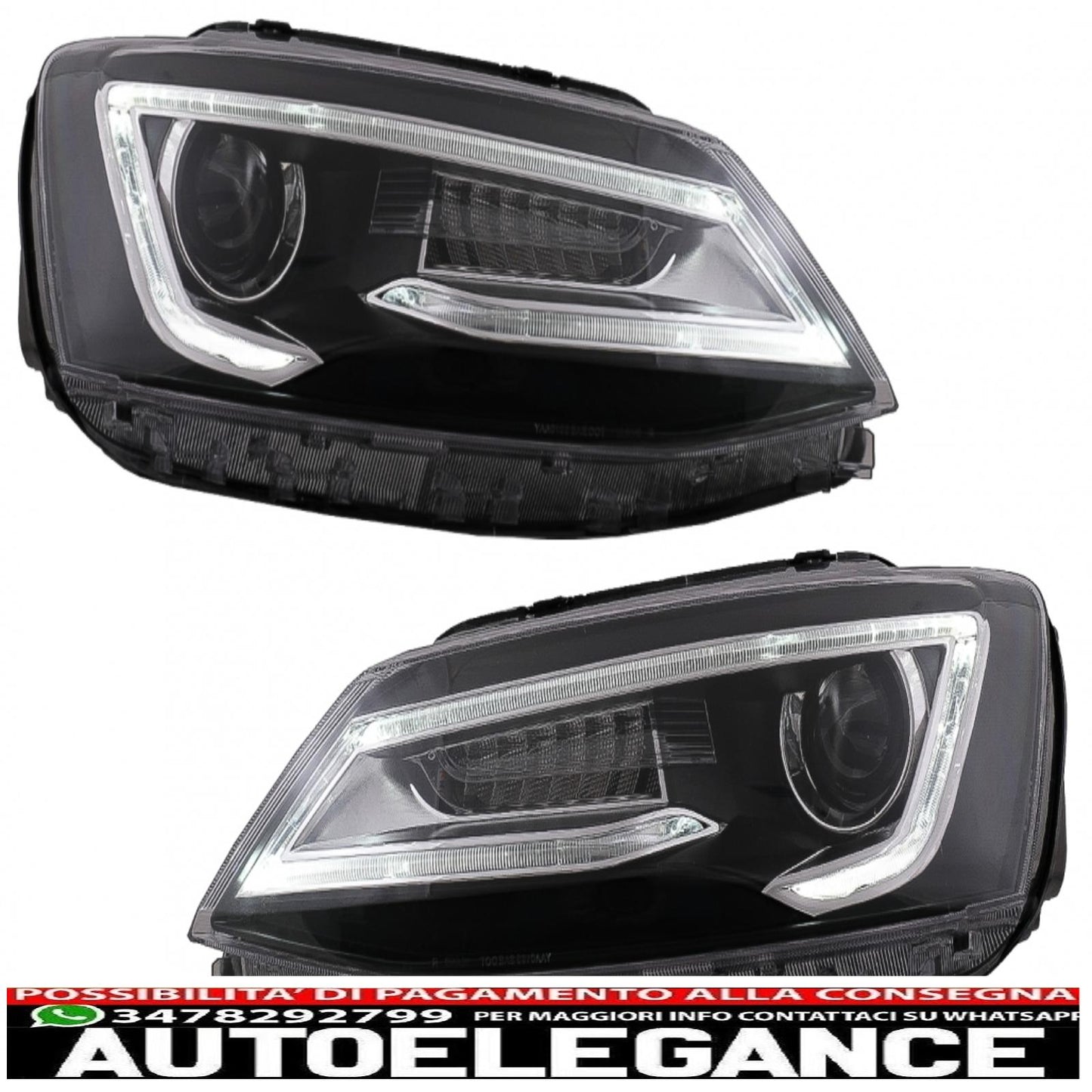 led headlights drl double beam lens suitable for vw jetta mk6 vi (2011-2017) bi-xenon design with right and dynamic turn signals black housing 