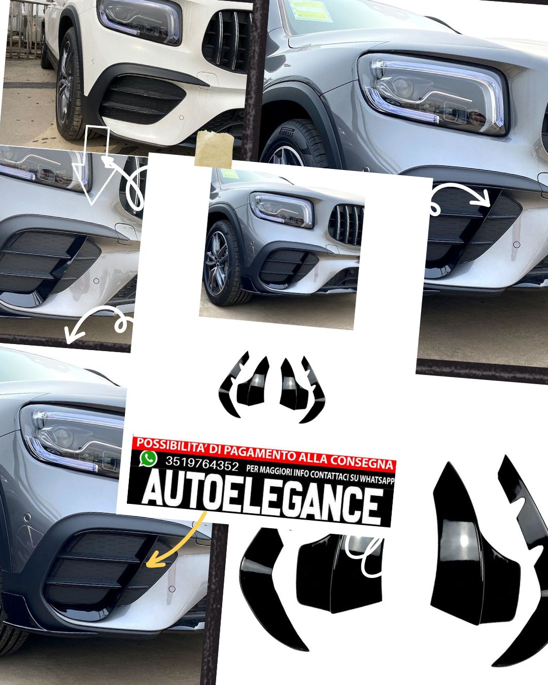 FRONT SPLITTER AMG DESIGN BLACK FOR MERCEDES X247 GLB PRE-FACELIFT 