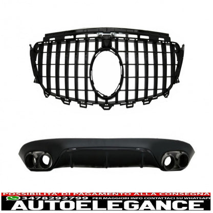 diffusore posteriore con terminali di scarico e griglia centrale adatto per mercedes classe e c238 amg sport line (2016+) e53 gt-r pacchetto notturno design tutto nero