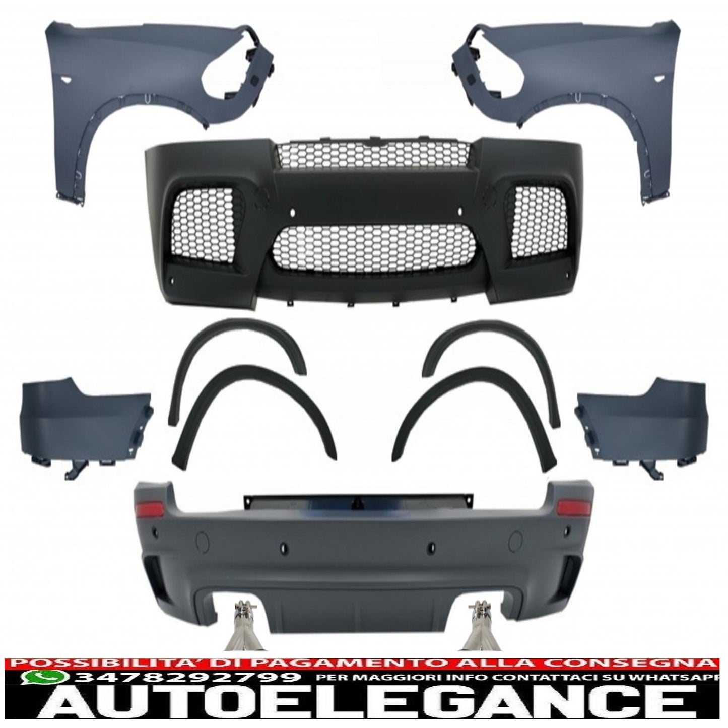Full body kit with front fenders and dual exhaust tips in matt carbon fiber suitable for bmw x5 e70 (2007-2013) x5mm m design 