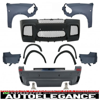 Full body kit with front fenders and dual exhaust tips in matt carbon fiber suitable for bmw x5 e70 (2007-2013) x5mm m design 