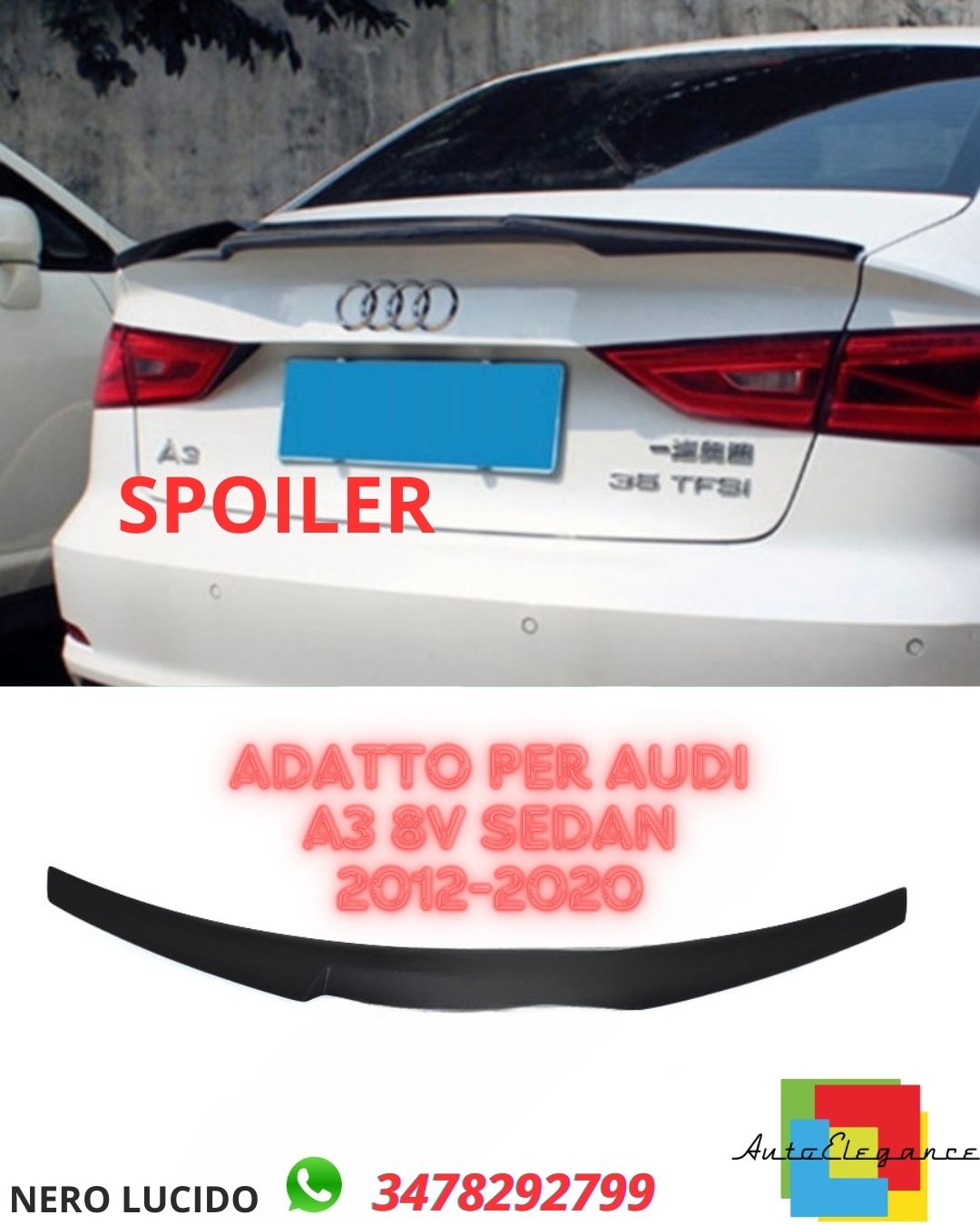 ✨SPOILER  ADATTO PER ✨AUDI A3 8V Sedan 2012-2020✨