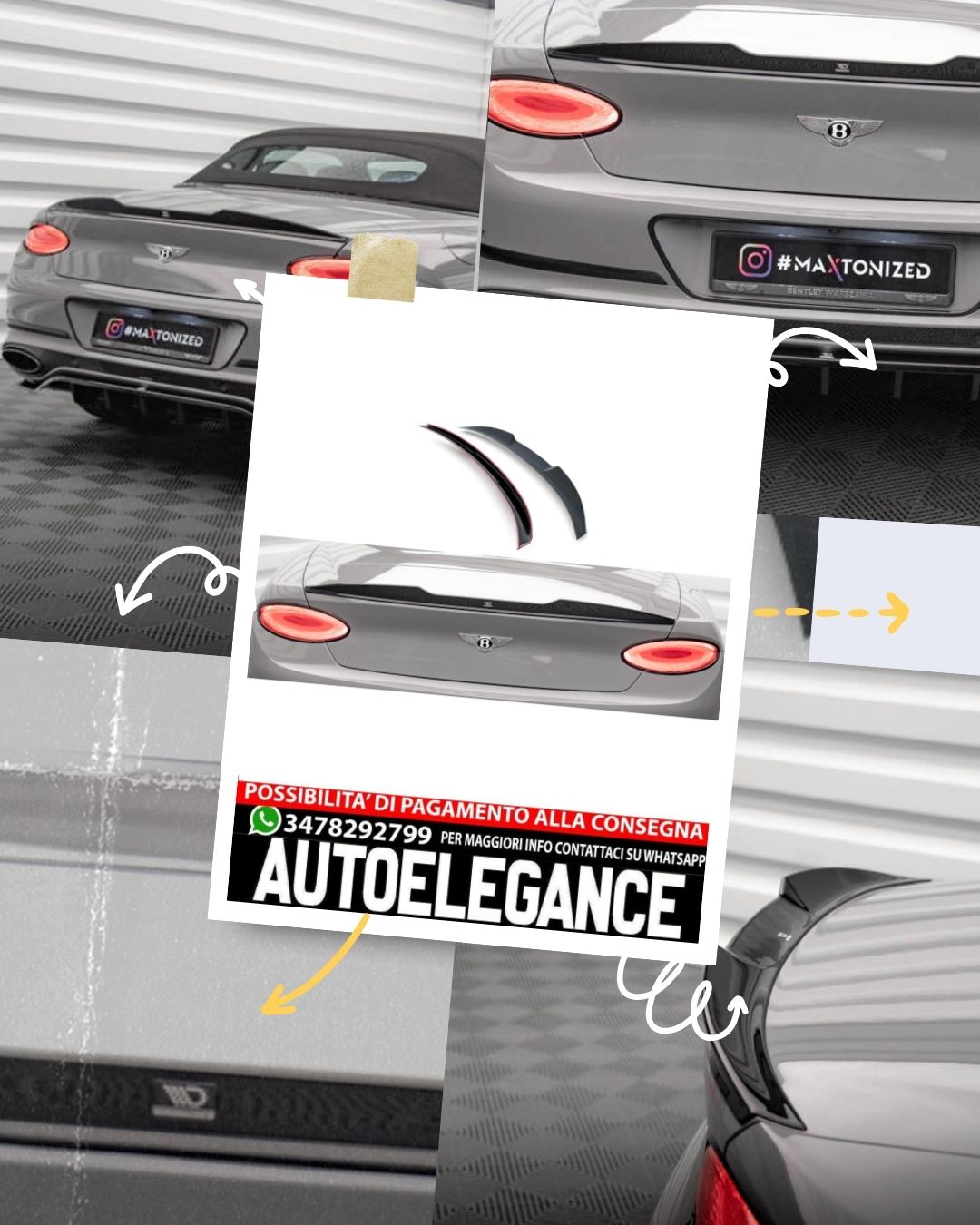 TAPPO SPOILER 3D compatibile per BENTLEY CONTINENTAL CONVERTIBLE GT MK3