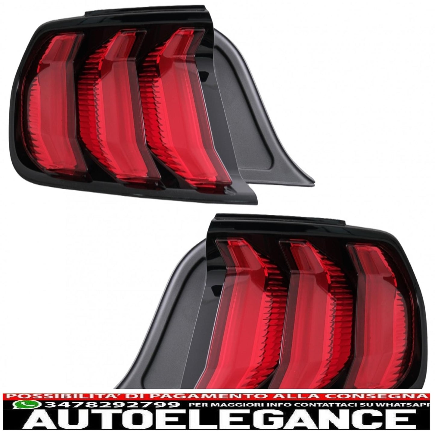 Full LED rear lights suitable for Ford Mustang VI S550 (2015-2019) red with dynamic sequential cornering lights