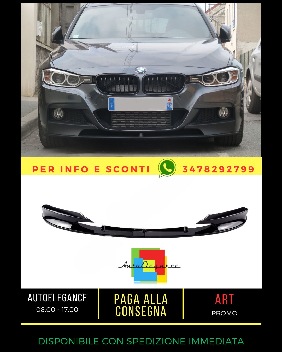 ✨GLOSSY BLACK SPLITTER SUITABLE FOR BMW 3 F30 F31 2011-2018 Sedan Touring✨