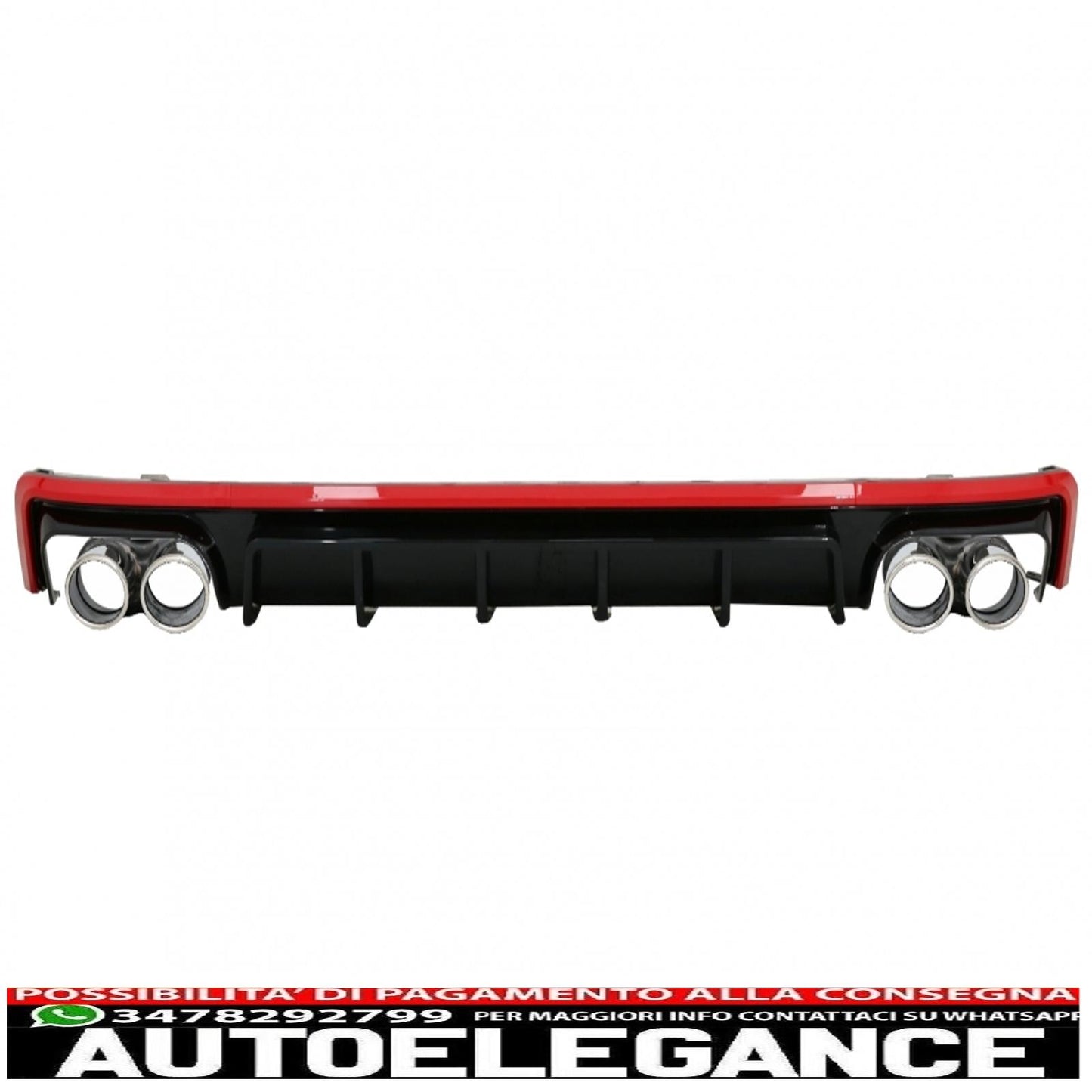 Rear bumper valance diffuser with exhaust tips suitable for audi a6 c8 4k avant sedan (2018-up) red s6 design