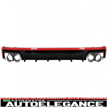 Rear bumper valance diffuser with exhaust tips suitable for audi a6 c8 4k avant sedan (2018-up) red s6 design