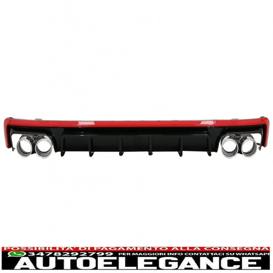 Rear bumper valance diffuser with exhaust tips suitable for audi a6 c8 4k avant sedan (2018-up) red s6 design