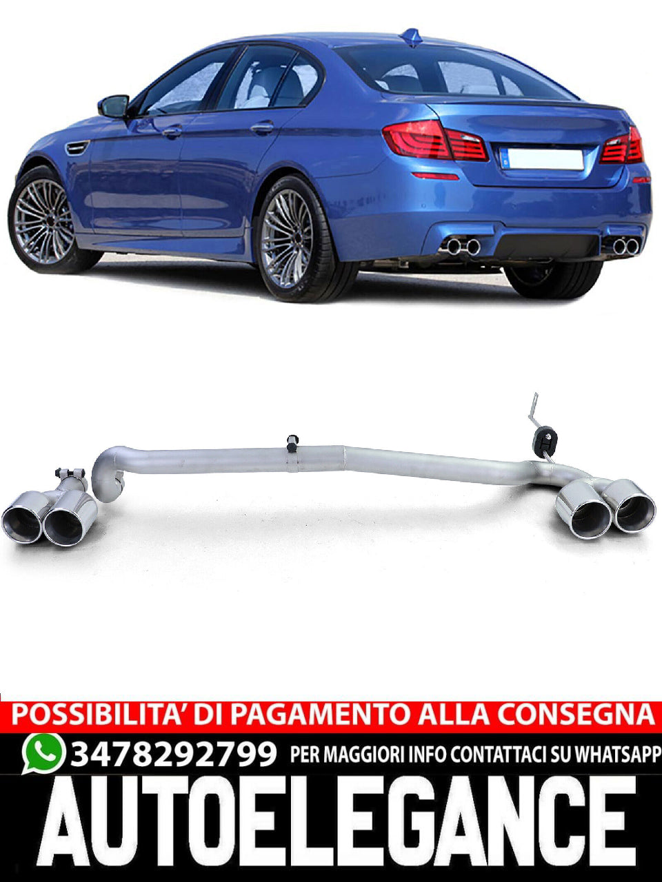 Terminale di scarico Duplex Sport Look Conversion compatibile per BMW F10 F11 520 525 528 530