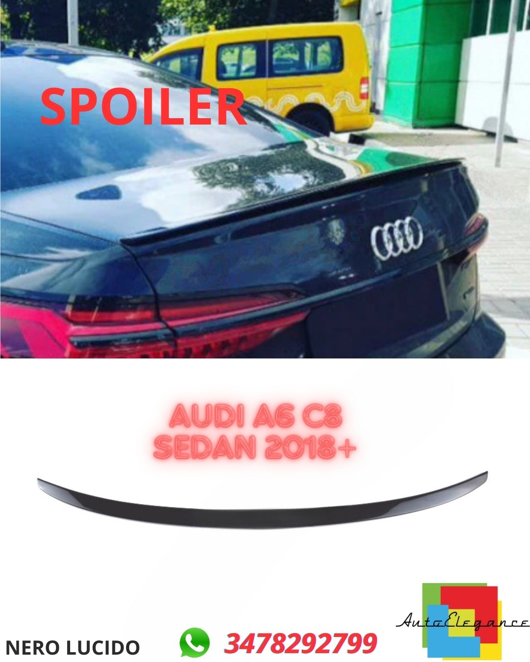 ✨GLOSSY BLACK SPOILER SUITABLE FOR AUDI A6 C8 Sedan 2018+✨ 
