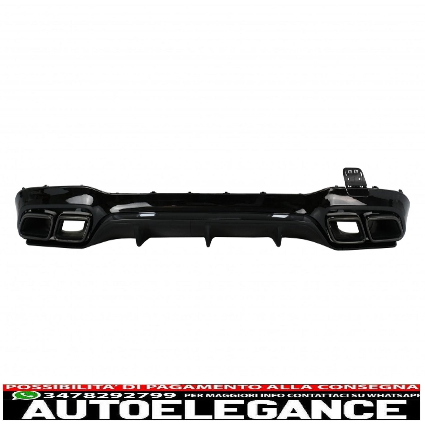 Rear bumper air diffuser with exhaust tips suitable for mercedes e class w213 sport line (2016-2019) e63 all black design