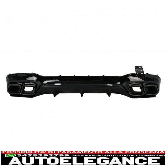 Diffusore d'aria per paraurti posteriore con terminali di scarico adatti per mercedes classe e w213 sport line (2016-2019) e63 design tutto nero