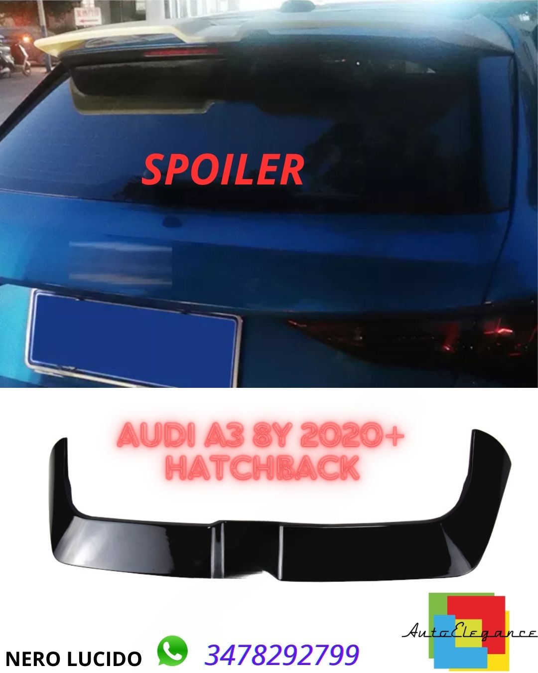 ✨SPOILER nero lucido adatto per Audi A3 8Y 2020+ Hatchback✨