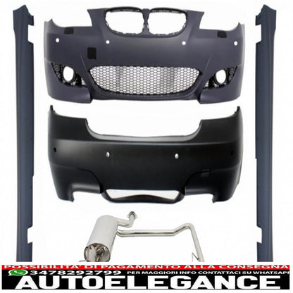 kit carrozzeria adatto per bmw serie 5 e60 lci (2007-2010) con impianto di scarico completo twin double quad e minigonne laterali limousine m5 design pdc 18mm