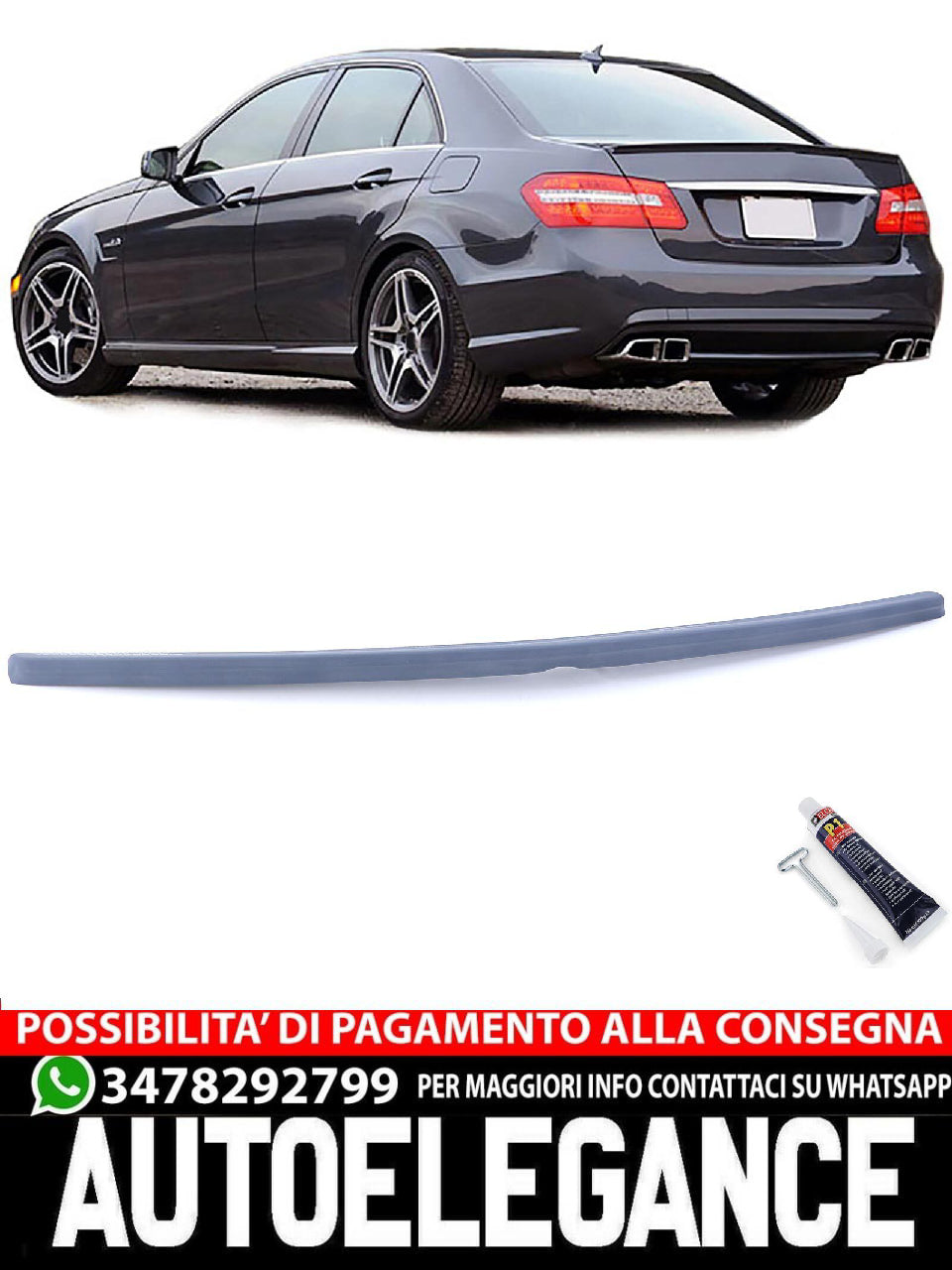 Spoiler Posteriore Lip Sport aftermarket compatibile con Mercedes E W212 Limo 09-16