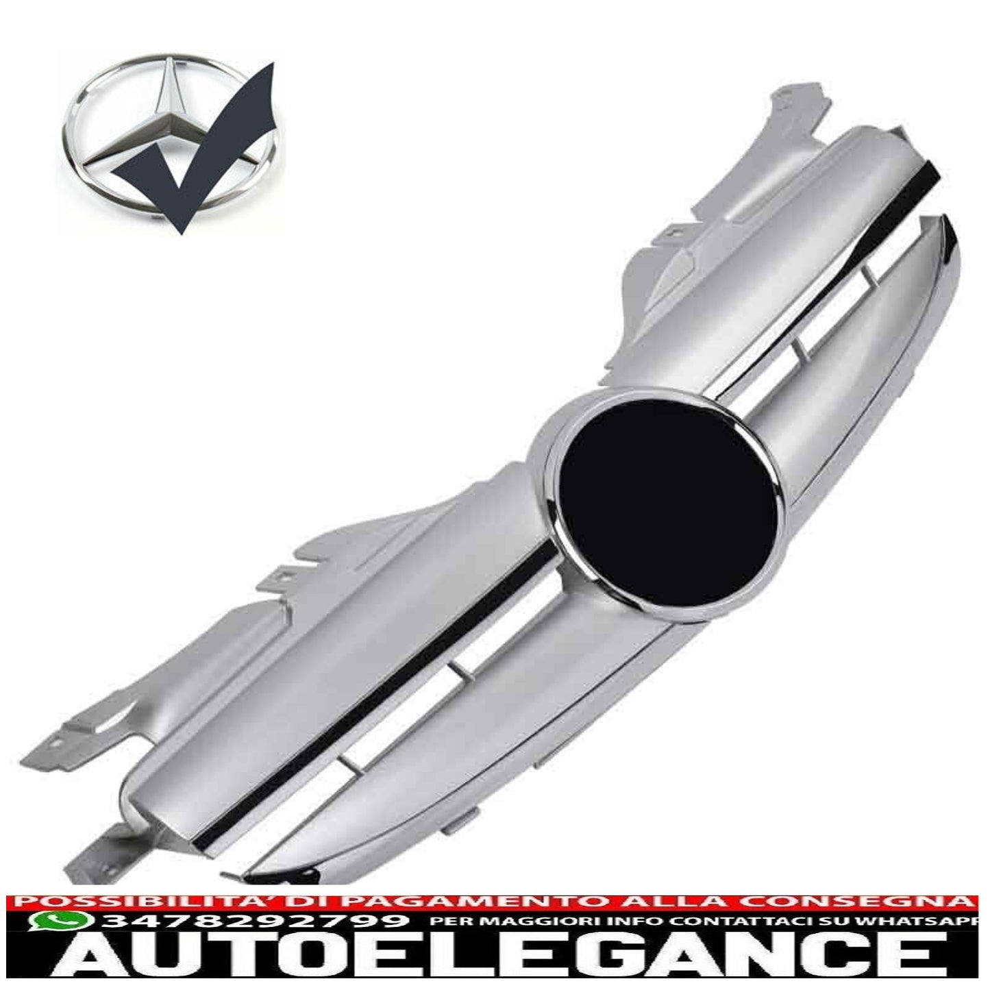 Sports radiator grille for Mercedes R170 SLK silver + chrome