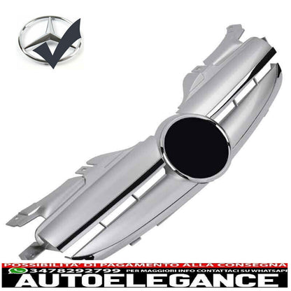 Sports radiator grille for Mercedes R170 SLK silver + chrome