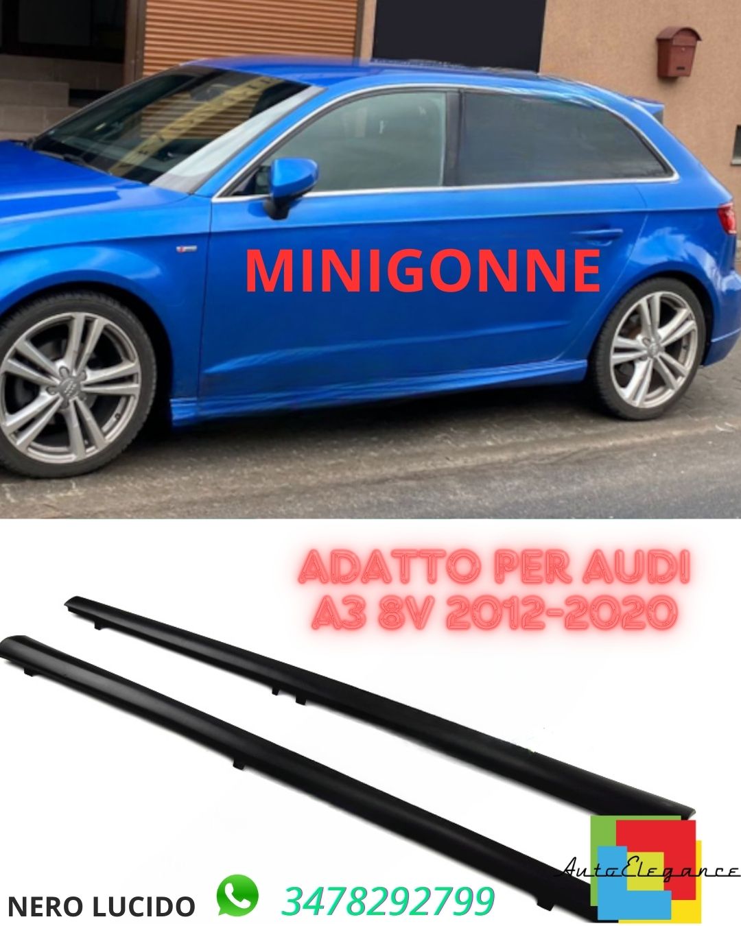 ✨✨Minigonne laterali ADATTE PER AUDI A3 8V 2012-2020 SPORTBACK 5D✨✨