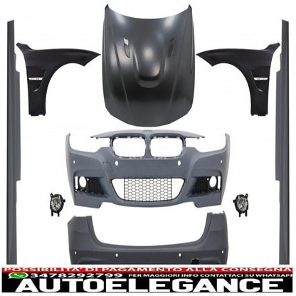 complete body kit suitable for bmw 3 series touring f31 (2011-02.2017) m-technik design with chrome front fenders and bonnet