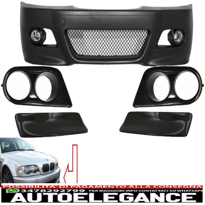 front bumper suitable for bmw 3 series coupe/cabrio/saloon/station wagon e46 (1998-2004) m3 design with air ducts, air intakes and splitter csl design in carbon