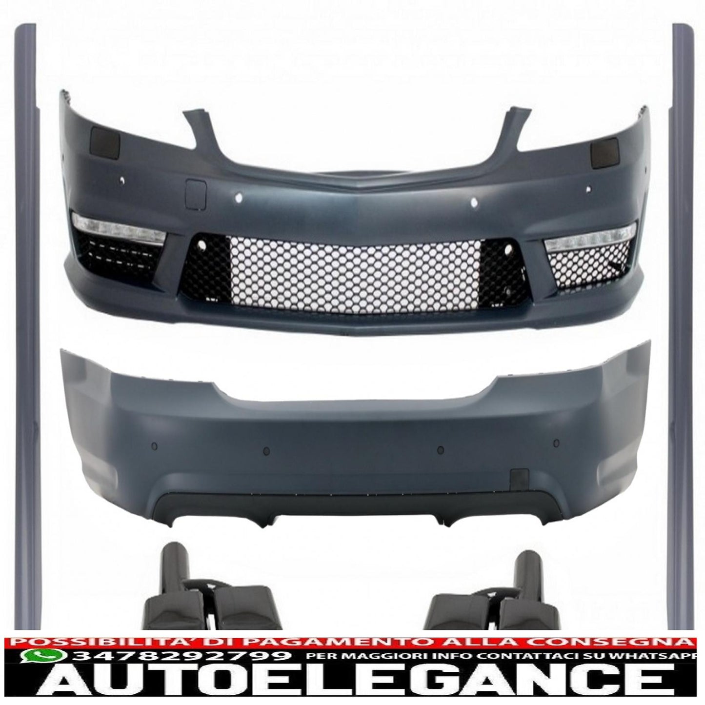 body kit suitable for mercedes s class w221 (2005-2011) s63 s65 design with exhaust tips black edition 