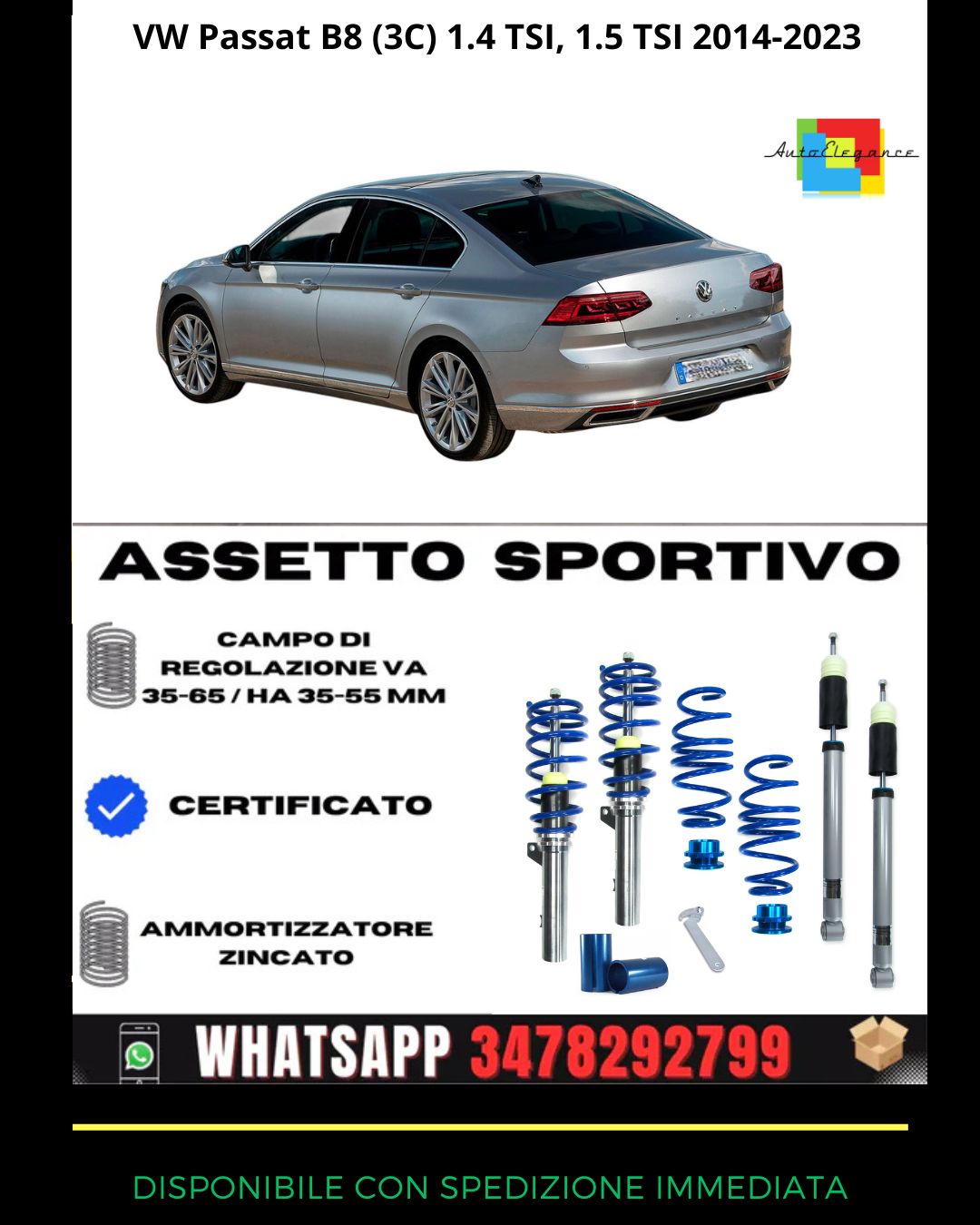 🔥Assetto sportivo per  VW Passat B8 (3C) 1.4 TSI, 1.5 TSI 2014-2023🔥