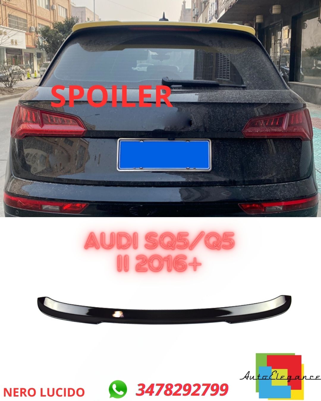 ✨GLOSSY BLACK SPOILER SUITABLE FOR AUDI SQ5/Q5 II 2016+✨